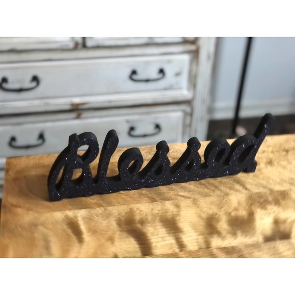 Wooden Blessed Sign, Blessed Tabletop Decor, Home Decor - Picture 1 of 4